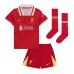 Camisa de Futebol Liverpool Cody Gakpo #18 Equipamento Principal Infantil 2024-25 Manga Curta (+ Calças curtas)